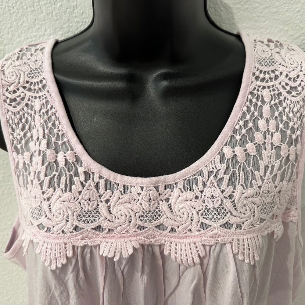 Charter Club | JUNE COLLECTION | Sleeveless Lace Trim Long Nightgown | PINK | L